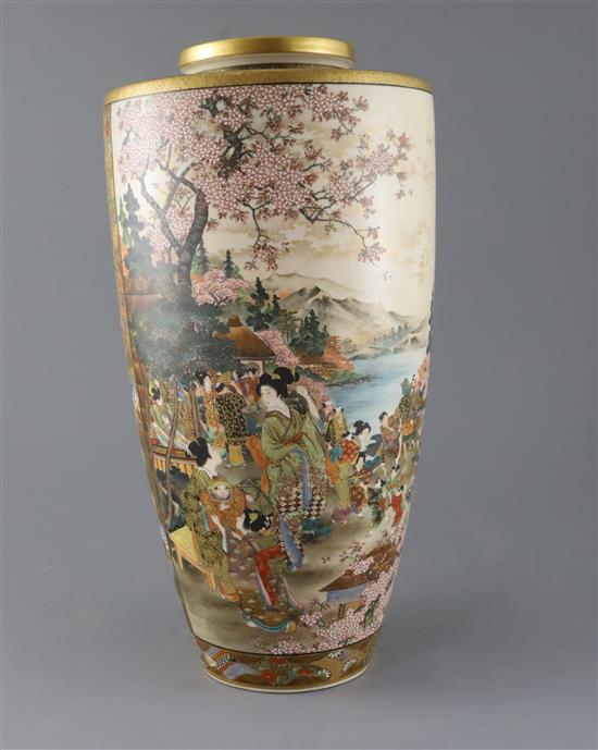 A large Exhibition quality Satsuma pottery vase, by Ryozan, Meiji period, H.37.5cm